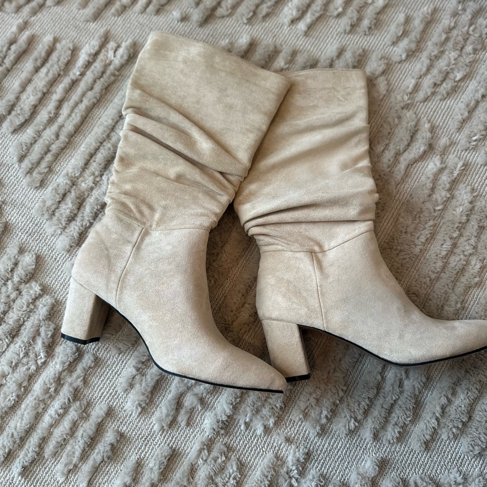 Lulu's Cream Heeled Boots